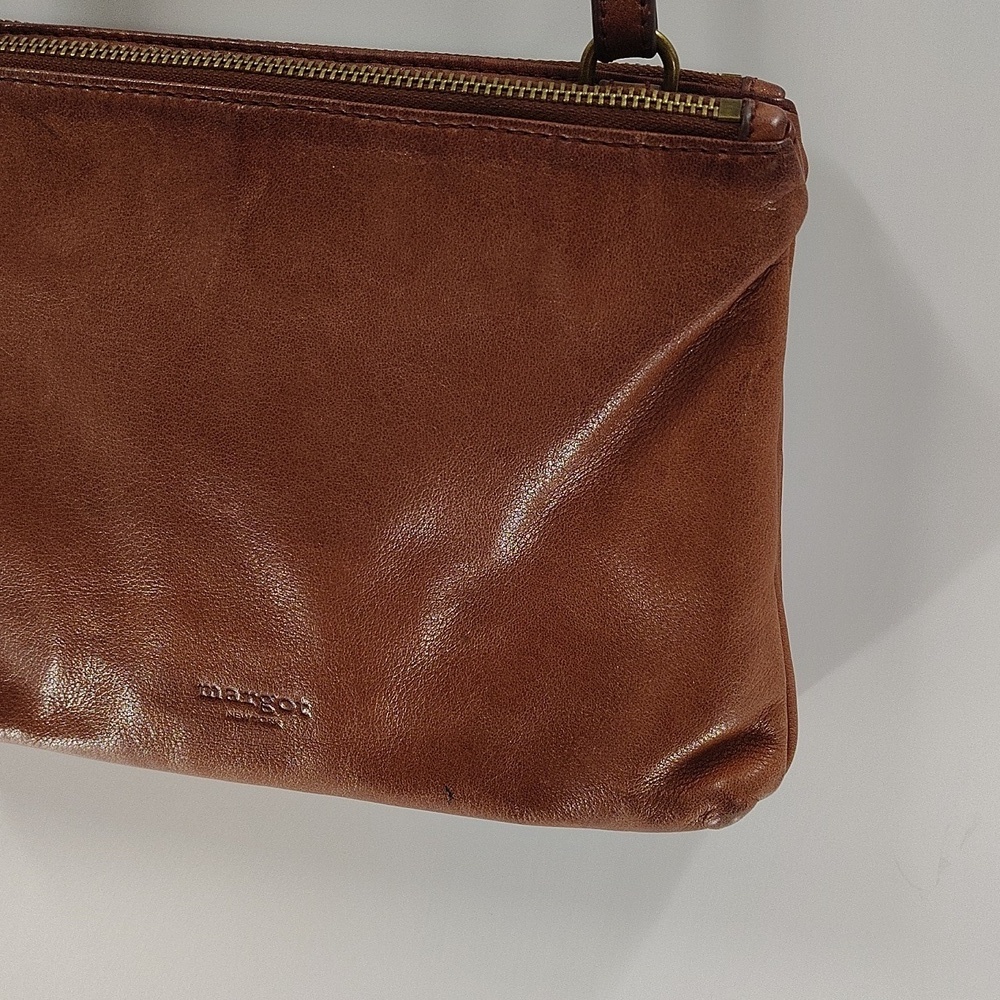 Margot New York Chestnut Brown Crossbody Purse Three Section Zip Top - Picture 3 of 12